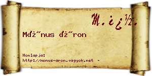 Mónus Áron névjegykártya
