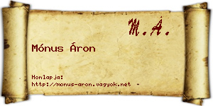 Mónus Áron névjegykártya